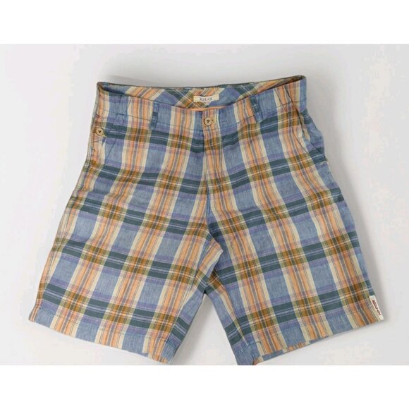 Tommy Bahama Relax Shorts Mens 33x10 100% Linen Plaid Bermuda Beach - Picture 1 of 12
